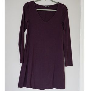 Express Dress Plum Long Sleeve V-Neck Size S